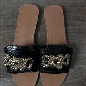 Black and Gold Women's Sandals